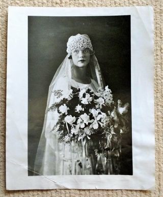 Vintage 1925 Muriel Vanderbilt Marie Antoinette Veil Wedding Fashion Orig Photo