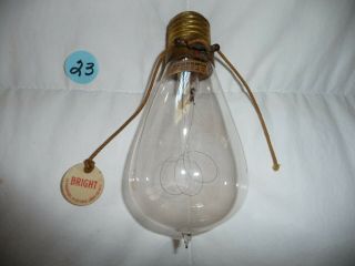 Rare Antique Edison Dimmer Light Bulb Celluloid Tag Label Triple Loop
