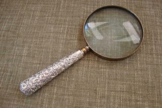Antique Large Sterling Silver Magnifying Glass Gorgeous