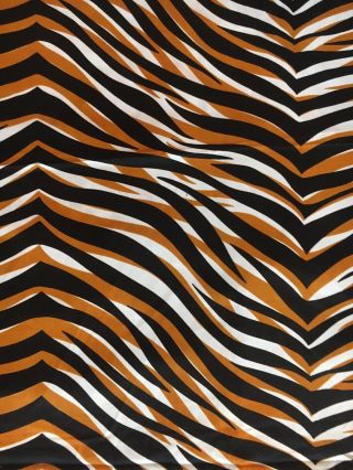 Vtg 60s 70s Polyester Novelty Print Fabric 2 Yards Animal Print Tiger Stripe Cat