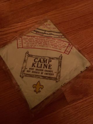 Vintage Bsa Camp Kline West Branch Bandana Boy Scouts