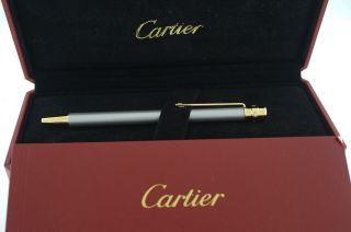 Cartier Ballpoint Pen Santos De Cartier St150192 Silver Metal Gold