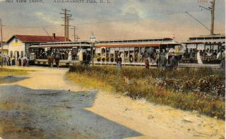 C.  1910 Train At Sea View Depot Narragansett Pier Ri Post Card