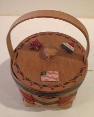 Longaberger 1989 Inaugural Basket And Decorated Wooden Lid