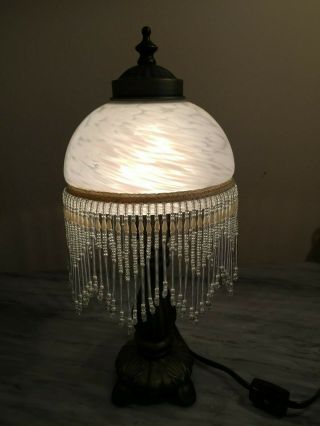 Small Victorian Style Beaded Fringe Lamp