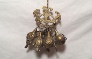 Vintage Cluster Brass Wall Door Decor Wind Chimes Bells 9 Different Shapes