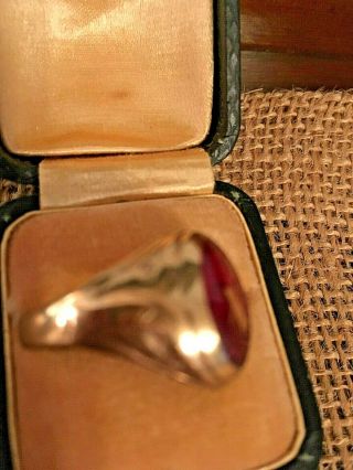 Masonic ring vintage 10K gold 1940s red stone mens 7.  5 - 8 3