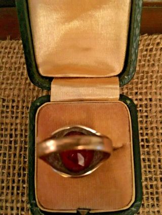 Masonic ring vintage 10K gold 1940s red stone mens 7.  5 - 8 4