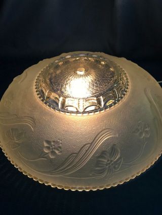 Large 14 " Vintage Heavy Glass Ceiling Light Fixture Shade Cover Frosted Flowers