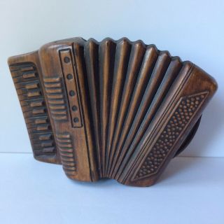 Vtg Kitsch 1958 Treasure Craft Ceramic Accordion Musical Instrument Planter