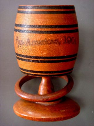 Pan American 1901 Chalice With Wood Ring,  Made From One Piece Of Wood