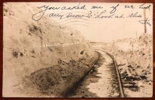 Snow Banks At Missaukee Jct Michigan Rppc Early 1900s Rr Track