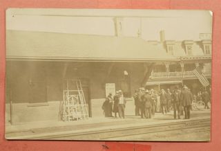 1910 Rppc Railroad Tracks Depot Station Real Photo Goshen Ny York Cancel