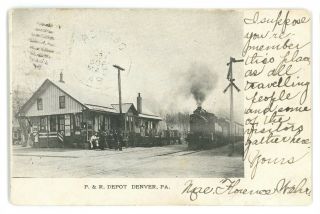 P&r Philadelphia & Reading Railroad Station Depot Denver Pa Lancaster Postcard