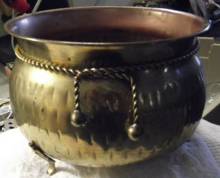 Vintage Solid Brass 3 Footed Bowl Planter Flower Pot Collectible Decor 8 X 5 "