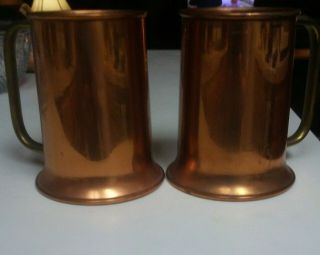 Vintage Coppercraft Guild.  Copper Beer Stein Mugs With Brass Handles