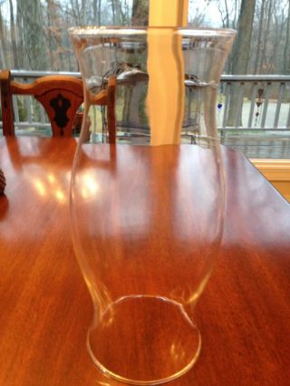 Pair Glass Hurricane Shade Chimney Pillar Candle Holder Globe 11.  5”x4.  75”