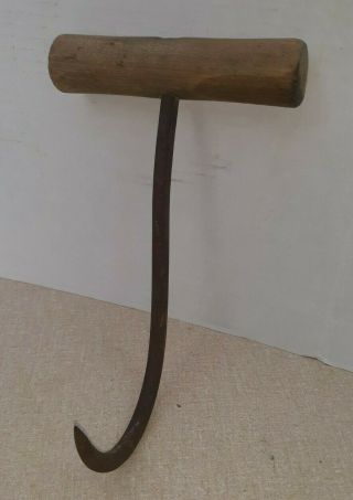 Vintage/antique Wooden Handled Hay/ice Hook 9 1/2 " Long