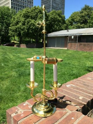 Baldwin Brass Serpentine Bouillotte Table Lamp W/ French Horns No Shade