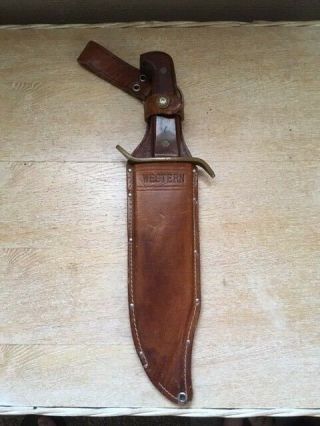 Western W49 F Bowie Knife With Leather Sheath,  Un Sharpened
