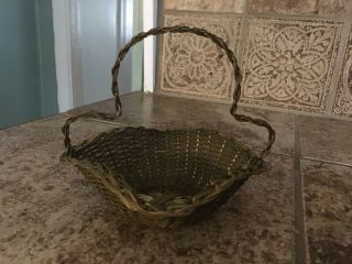Vintage Woven Miniature Basket / Brass Wire Basket / Small Metal Basket - 1950 