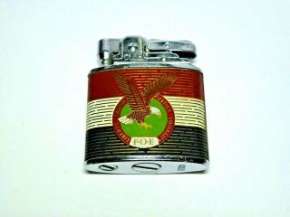 Vtg Foe Club Lighter - Red White Blue Enamel Eagle Truth Equality Justice Liberty