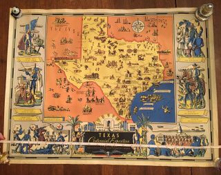 Texas Centennial Map 1836 - 1936