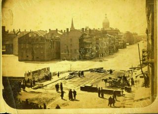 Rare 1865 Civil War Time Great Flood Of Rochester York Albumen Photo