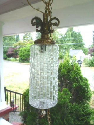Gilbert 1957 Vintage Mid Century Modern Swag Hanging Glass Cylinder Tower Lamp