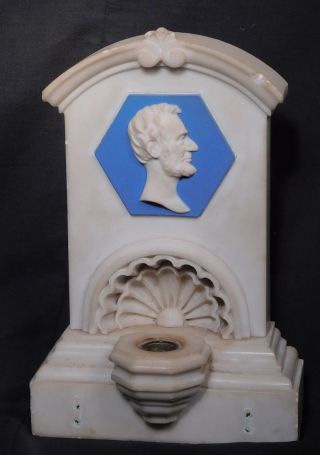 Antique Abe Lincoln Memorial Art Pottery Tile Carve Italian Baroque Shell Marble