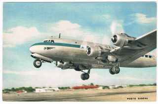 Postcard Sabena Douglas Dc - 4 Airport Airways Airline Aviation
