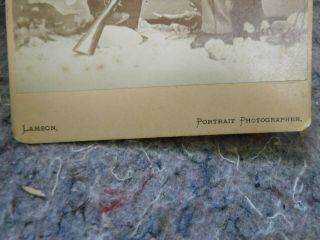 Antique Cabinet Card Photo of Hunters With Rifle by Lamson or Portland,  ME - Paint 4