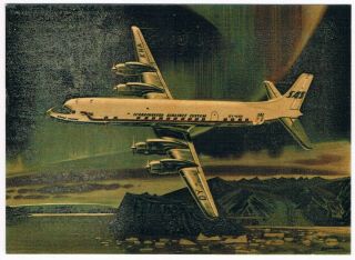Postcard Sas Scandinavian Airline Issue Douglas Dc - 7 Aviation Airways