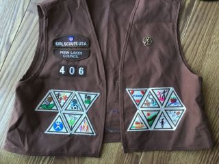 Girl Scouts USA Brownies Vest with Patches Size Large 3