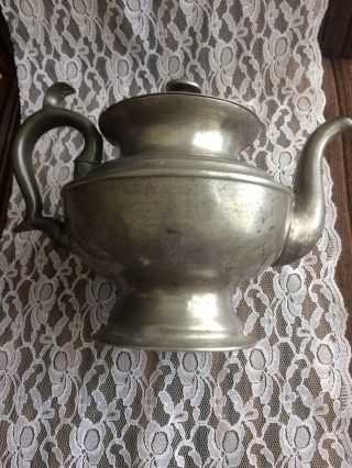 Antique Pewter Teapot W/ Copper Bottom.