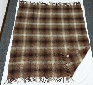 Brown Wool Plaid Throw Blanket Jaeger London,  Vintage Made For Us Store