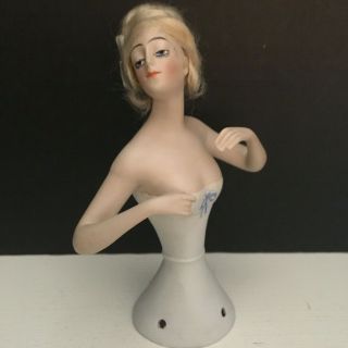 Goebel Half Doll / Pincushion Doll With Wig - Arms Away - Large 5 "