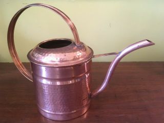 Vintage Solid Copper Watering Can Hammered