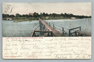 East End Beach Pass Christian Mississippi Udb Rare Antique Ms Postcard 1906
