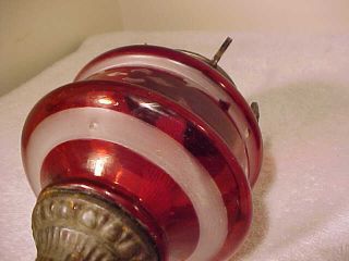 Antique 19th C.  Oil Lamp Cranberry & Clear WITH CAST IRON STEM 8