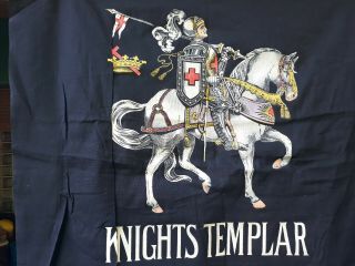 Antique Masonic Banner 36 " Knights Templar Screen Print Early 1900s Cotton