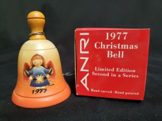 Anri Schmid 1977 Carved Wood Christmas Bell Ornament Ltd Ed Italy Vguc