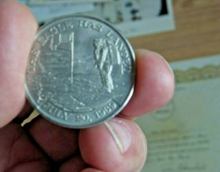 NASA Apollo 11 Coin with Flown to Moon Metal & Boeing Appreciation Certificate 3