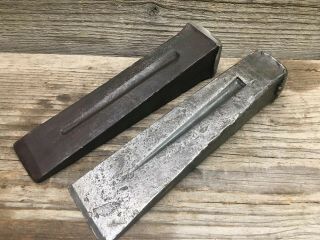 2 Vintage Wood Splitting Wedges 5 Pounders Usa Made