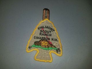 Vintage Boy Scout Bsa Philmont Scout Ranch Patch Cimarron N.  M.  50 Years W Arrow