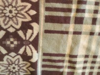 Vintage Camp Blanket,  Beacon Style,  Adirondack,  Cotton,  Brown & Beige,  Floral 7