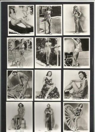 80 Yr Old Set Carreras Glamour Girls Filmstars Real Photo Cards Vintage Pin Up