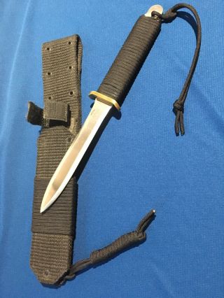 John Ek Commando Knife And Sheath,  Richmond Va.  Usa.  Paracord Handle,  Double Edge
