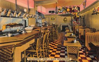 Linen Postcard Glorifried Ham N Eggs Restaurant In York City 119383