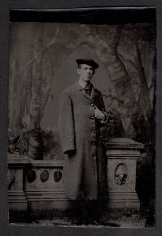 One - Arm Fashionable Amputee Man Dapper Civil War Veteran? 1800s Tintype Photo